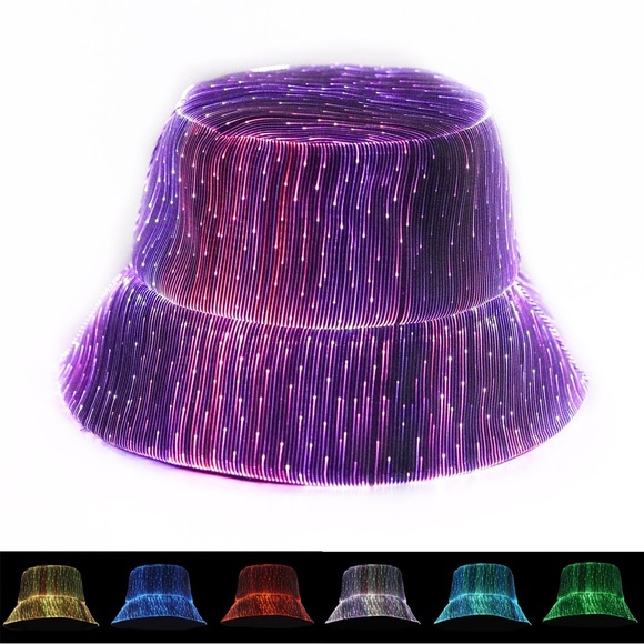 NWT LED Rave Bucket Hat – Light Up 7 Colors USB Rechargeable Festival Cap - Picture 1 of 6